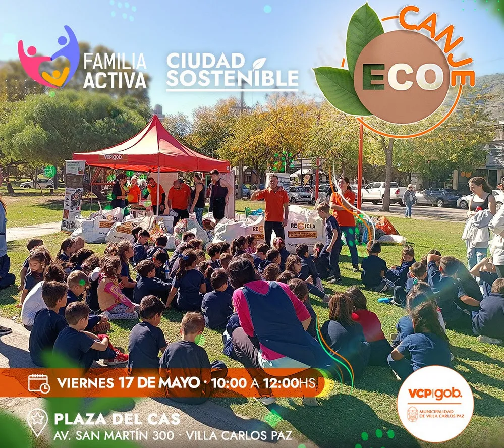 ECOOBJETIVO FOTO VILLA CARLOS PAZ ECOCANJE ANUNCIO DIA DEL RECICLAJE 1